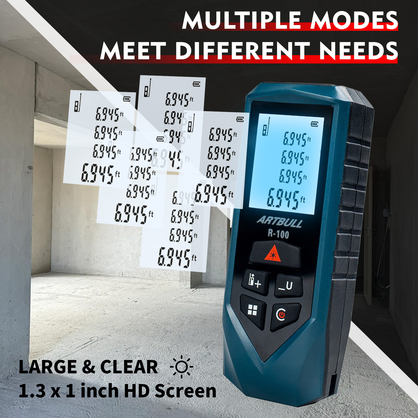 100m Laser Distance Meter Measure Tape Unit:m ,ft ,in Digital Laser Rangefinder