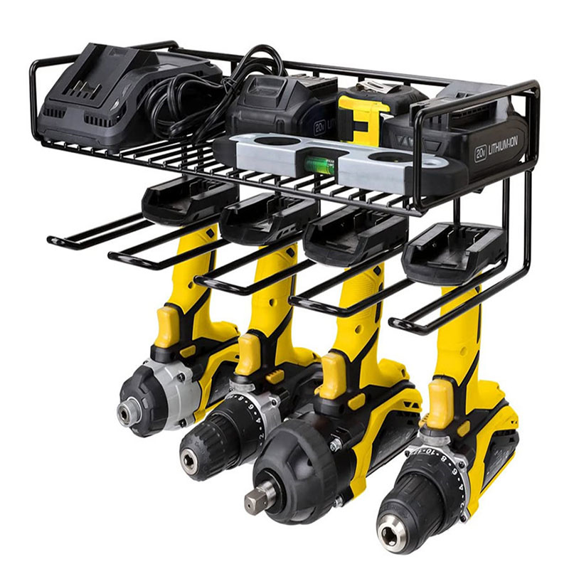 Home 3 Tiers Wall Mount Power Tool Rack 4 Slot Drill Bit Heavy Duty Organizer Holder Integrated Storage Garage Screwdriver Shelf