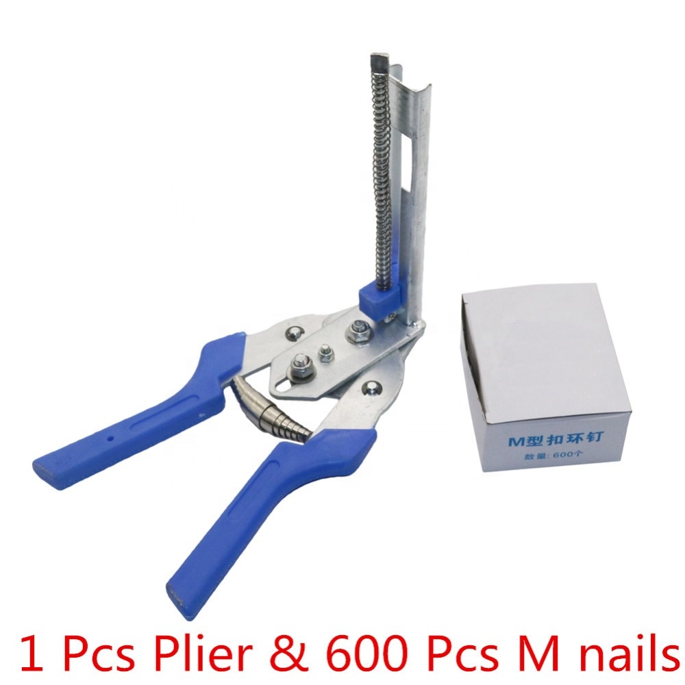 Fastening Clamp Installation Poultry Cage Wire Fencing Plier Hog Ring Pliers Tools with 600 M Nails