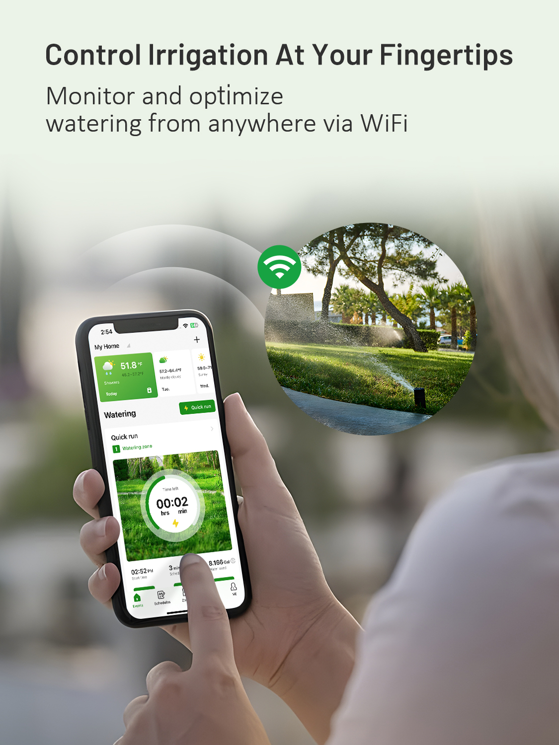 HiOazo HSC-800W WiFi Sprinkler Controller with Smart Weather Skips, Water Hammer Protection for Lawn, Garden, Court