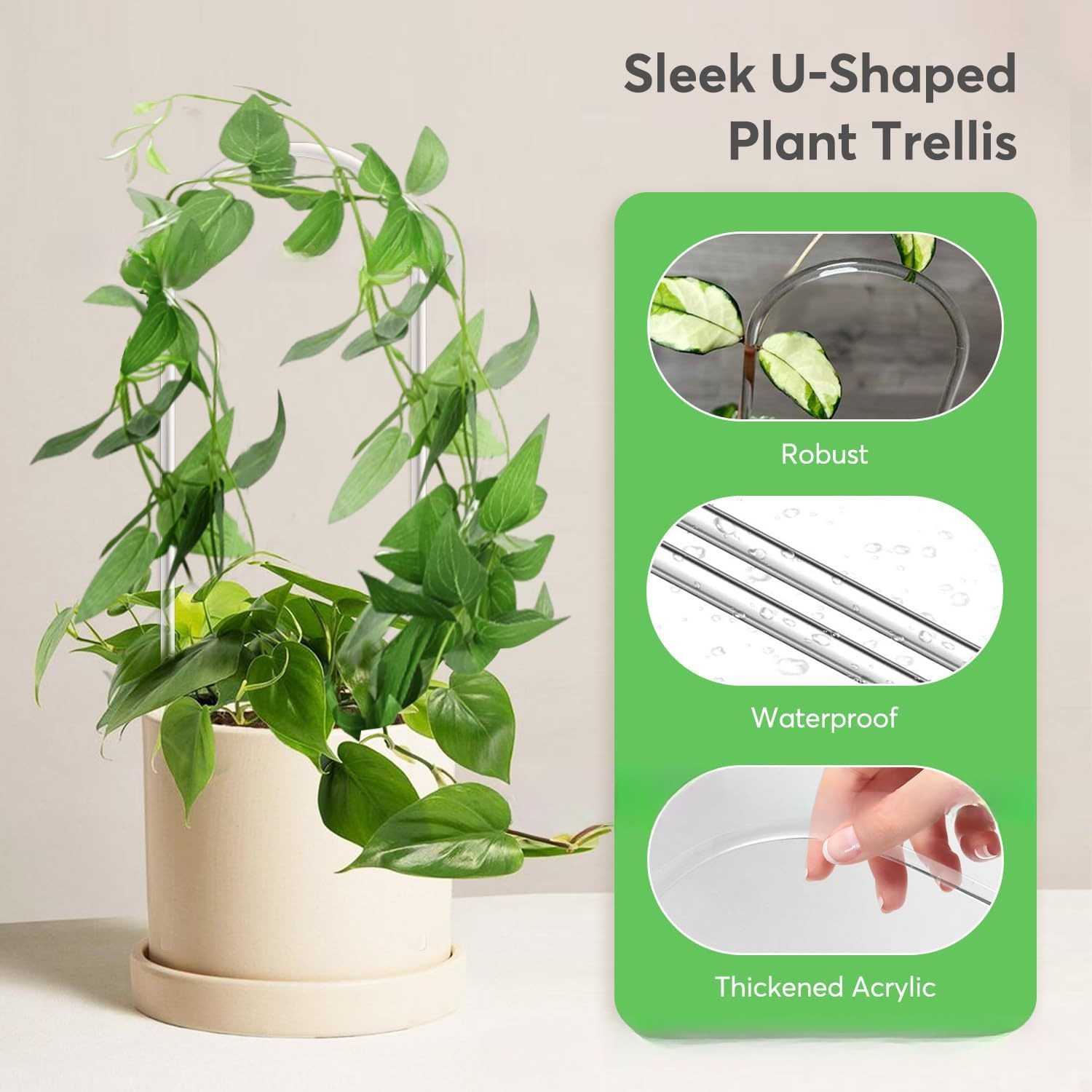 Clear Acrylic U-Shaped Plant Trellis
