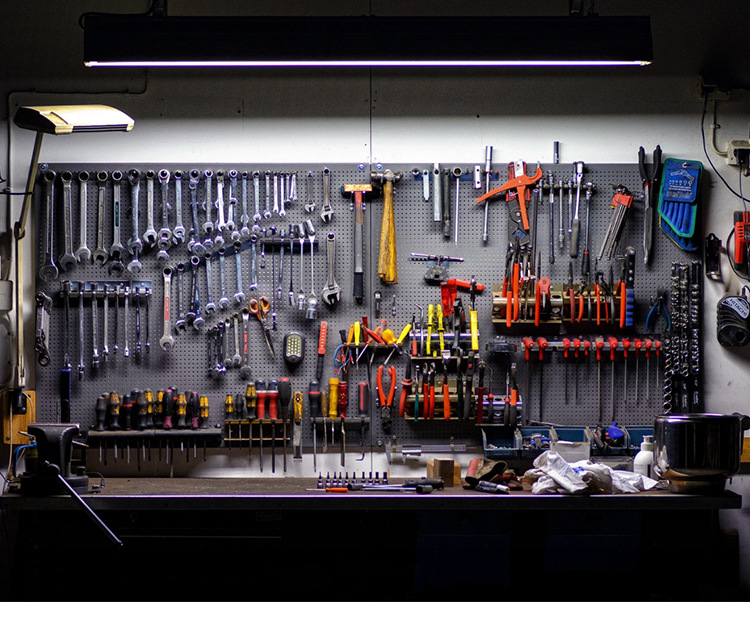 Household Garage Wall Tool Rack Storage Kit Tools Organizer with Hanging Plate Shelf Hole Board Pegboard