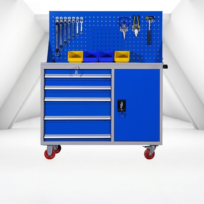 Mobile Steel Storage Trolley 5 Drawer with Single Door Tool Cabinet for Workshop Garage Modern Lockable Factory Direct