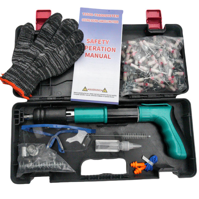 Industrial Grade Pneumatic Metal Brad Nail Gun Wall Shooting Tool Kit 5 Gear Extension Rod 1 Year