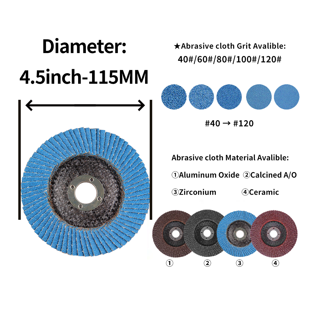 Made in China Abrasive Tool Alumina Oxide Factory Wholesale Hot Sale Grit 40-120 Flap Disc 115mm Stainless Steel Polishing