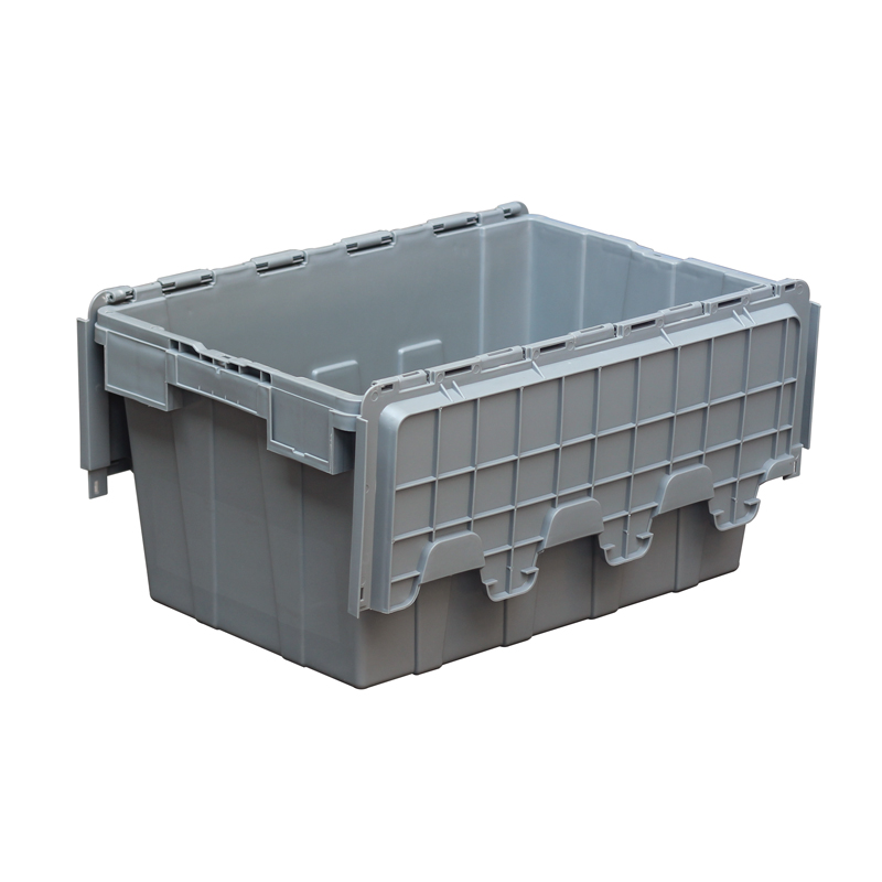 600*400*320MM Heavy Duty Attached Lid Stackable And Neastable Plastic Tote Box