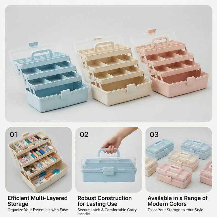 Factory Direct 100% PP Plastic Tool Box Portable Hardware Tool Storage Box China Household Tool Organizer with Dividers