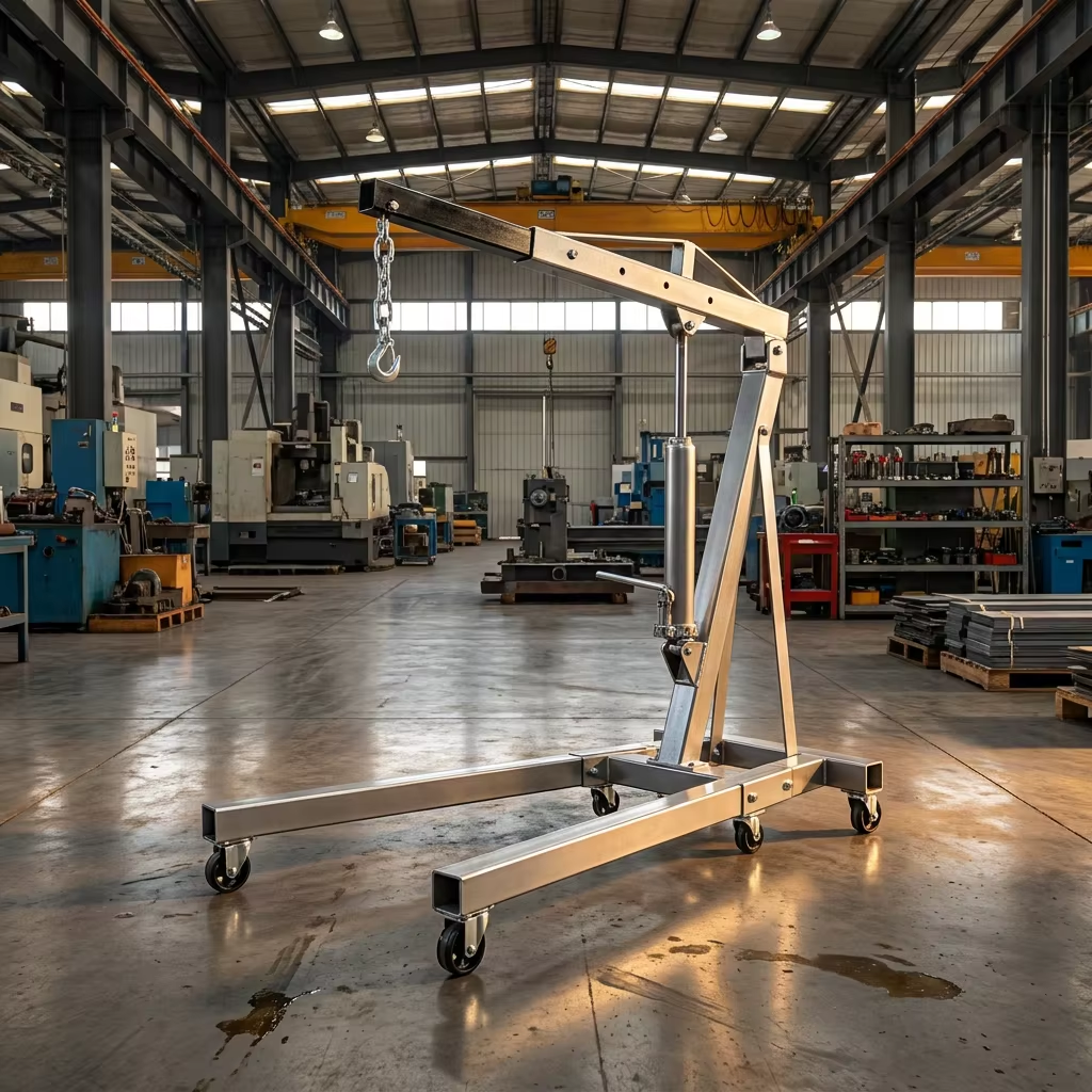 Folding Hydraulic Engine Hoist Shop Crane With 3 Positions Boom For Auto Repair