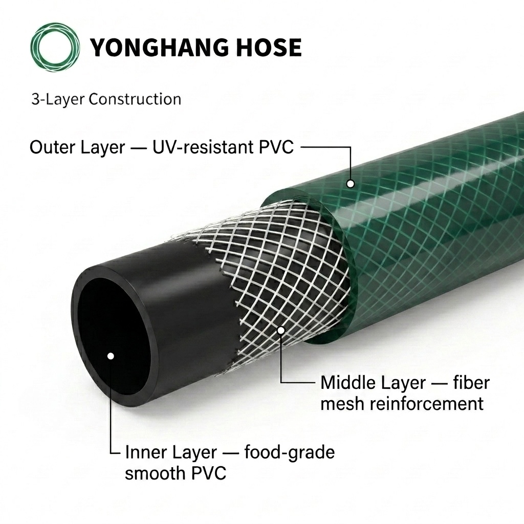 PVC Garden Hose Pipe 1/2"-1.5" Anti-Abrasion Water Hose For Lawn Irrigation Watering 10m-100m Customized Garden Water Pipe