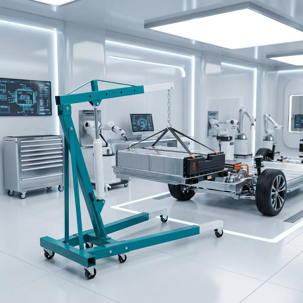 Folding Hydraulic Engine Hoist Shop Crane With 3 Positions Boom For Auto Repair