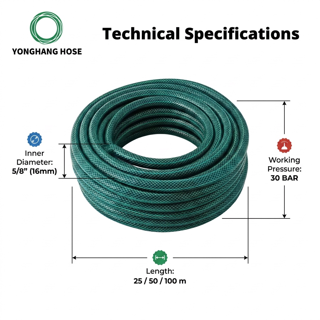 PVC Garden Hose Pipe 1/2"-1.5" Anti-Abrasion Water Hose For Lawn Irrigation Watering 10m-100m Customized Garden Water Pipe