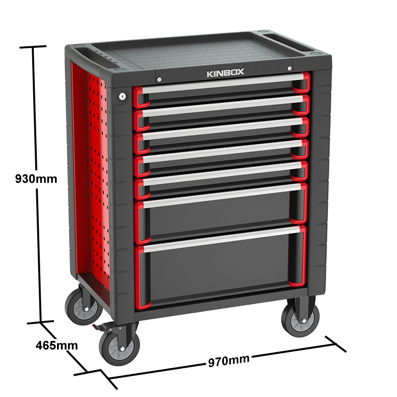 Kinbox Professional Workshop Tool Trolley With 185 Pcs Mechanic Hand Tools EVA Tray Tool Sets