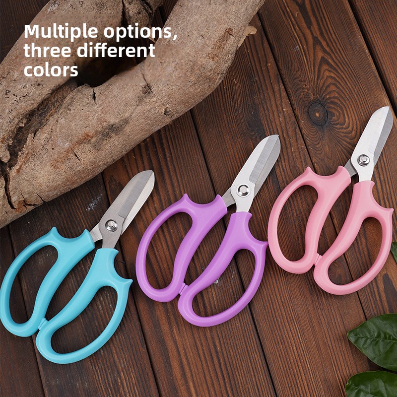 Stainless Steel Wide-Head Multi-Use Garden Pruning Shears (Pink/Purple/Sky Blue) for Landscape Greening-Factory Wholesale