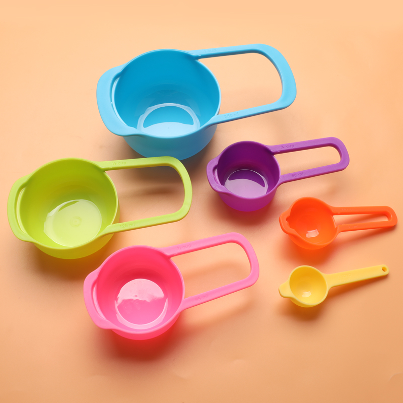 6pcs/set Kitchen Tool Baking Coffee Tea Measuring Tool Sets Colorful Plastic Measuring Spoons