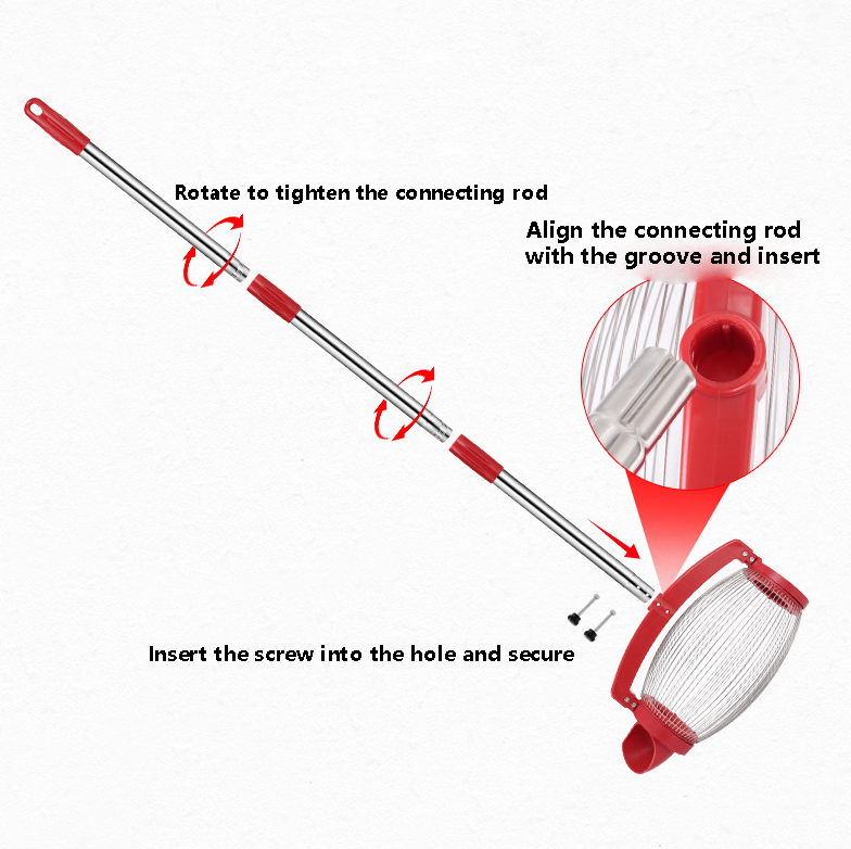 New Red Stainless Steel Side-Tilting Nut Collector Walnut Picker Golf Ball Landscaping Tool