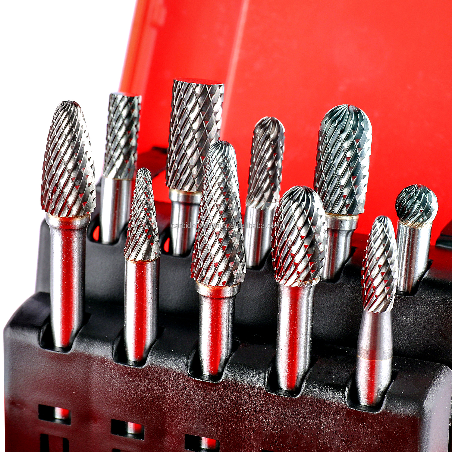10pcs 1/4" 6mm Double Cut Metal Tool Parts Set Tungsten Carbide Rotary Burrs Sets For Grinding Cutting Wood Carving