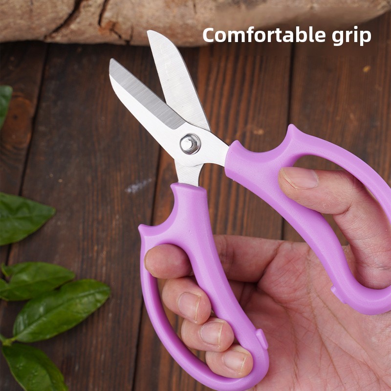 Stainless Steel Wide-Head Multi-Use Garden Pruning Shears (Pink/Purple/Sky Blue) for Landscape Greening-Factory Wholesale