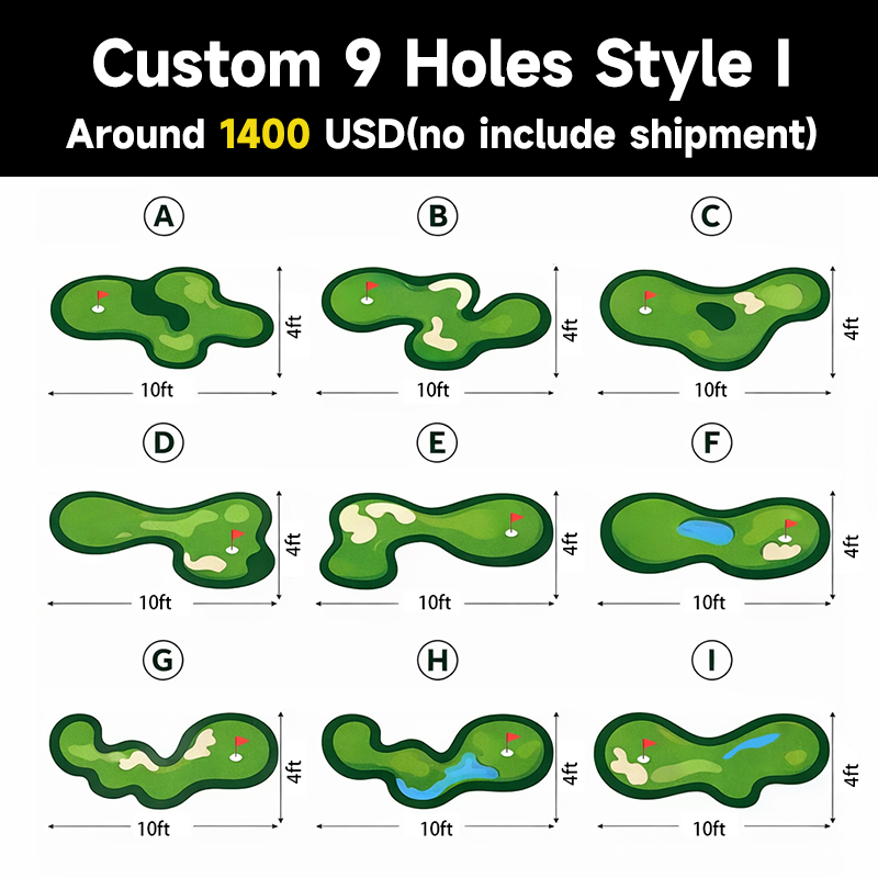 Factory Direct Golf 9 Hole Greens Artificial Putting Green Grass Outdoor Mini Golf Practice Putting Green
