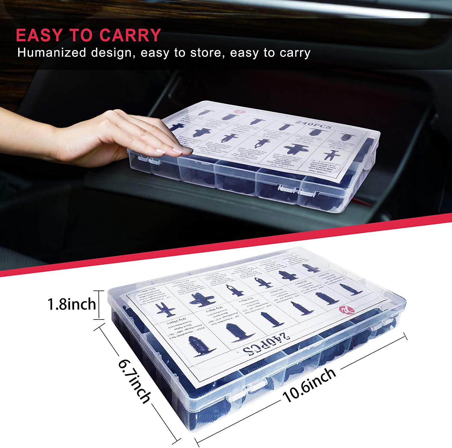 255pcs Plastic Bumper Fasteners Rivets, Clamps and Fasteners, Door Panel Automatic Push Fastener Tool Set Kit