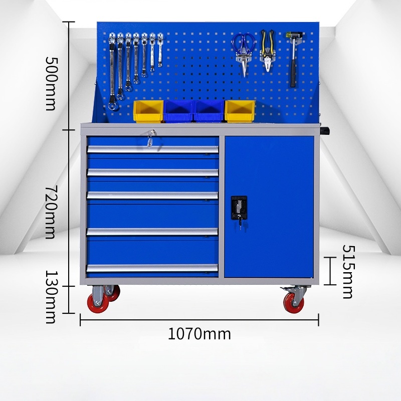 Mobile Steel Storage Trolley 5 Drawer with Single Door Tool Cabinet for Workshop Garage Modern Lockable Factory Direct