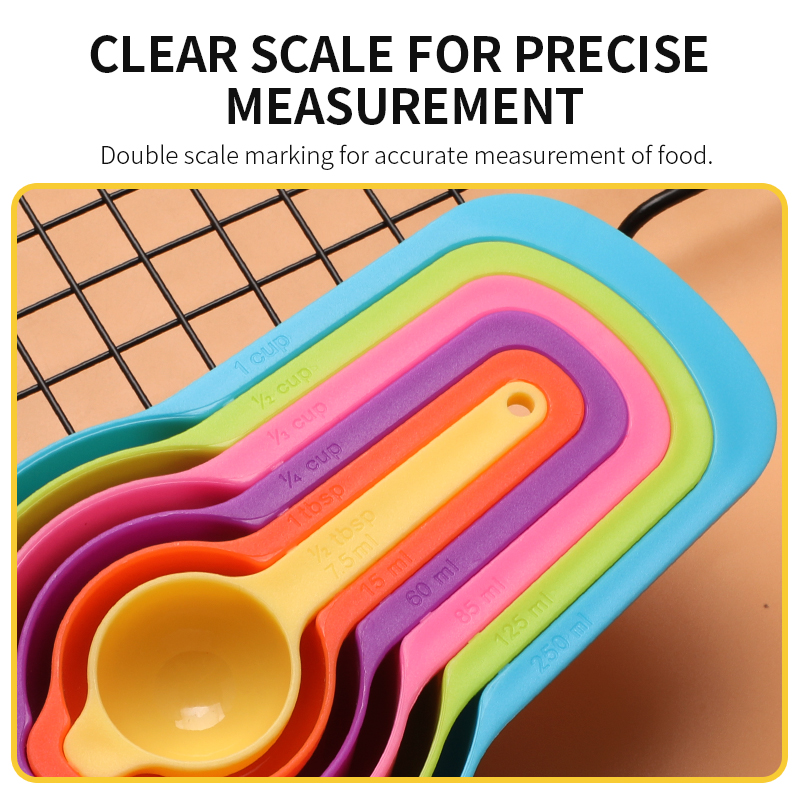 6pcs/set Kitchen Tool Baking Coffee Tea Measuring Tool Sets Colorful Plastic Measuring Spoons