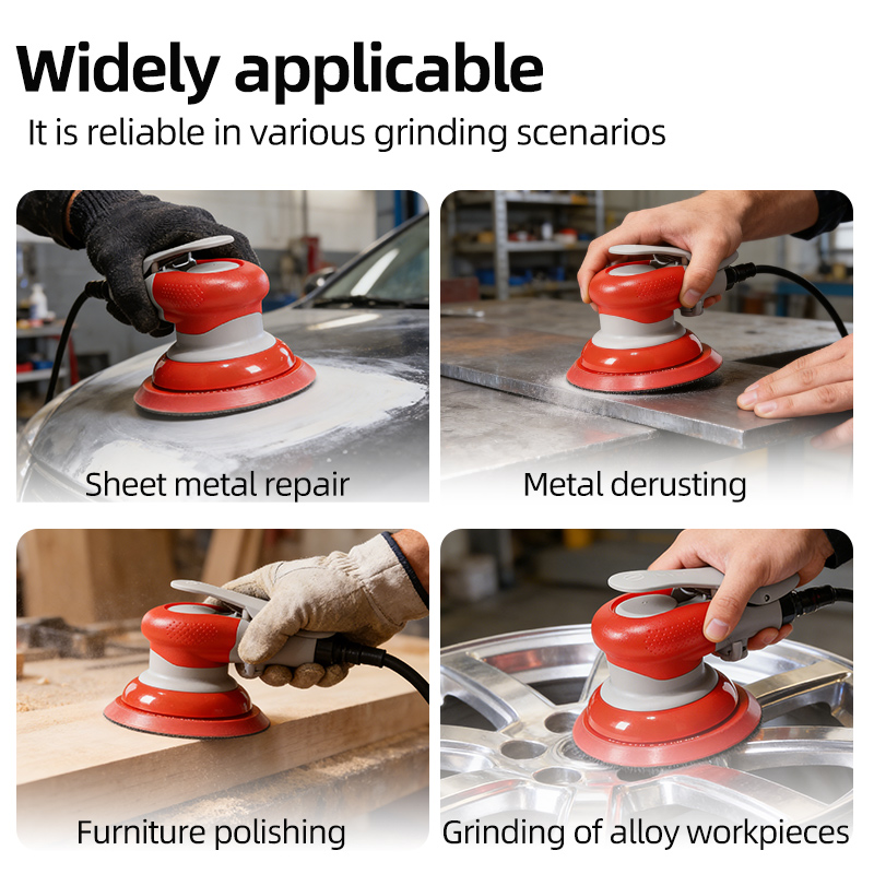Lionwham 5'' Inch Pneumatic Air Wet Random Orbital Disc Sander 125 mm Polishing Sandpaper Machine Hot Sale for Car Use
