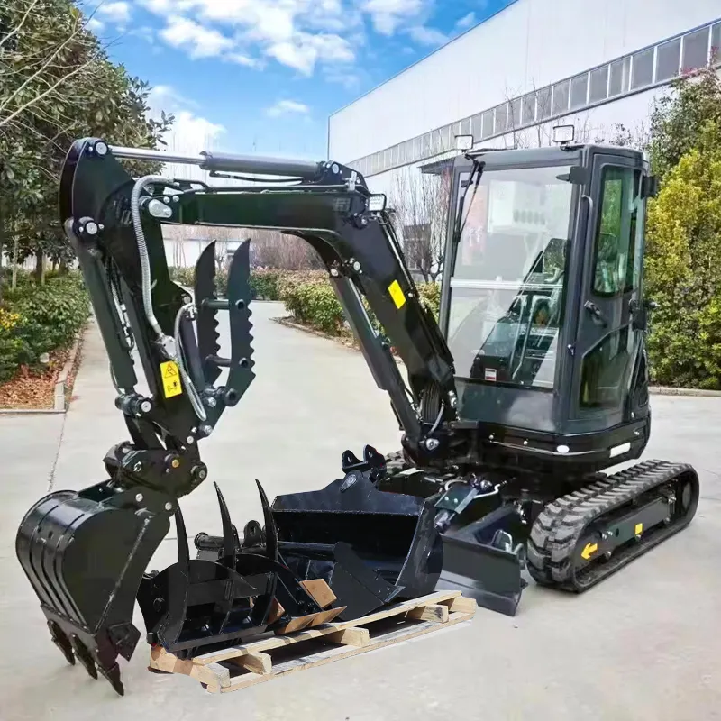 Free Shipping EPA/EURO 5 Chinese Mini Excavator EPA Kubota Engine 2ton 1ton 1.7 Ton Excavator Cabin Mini Digger For Sale
