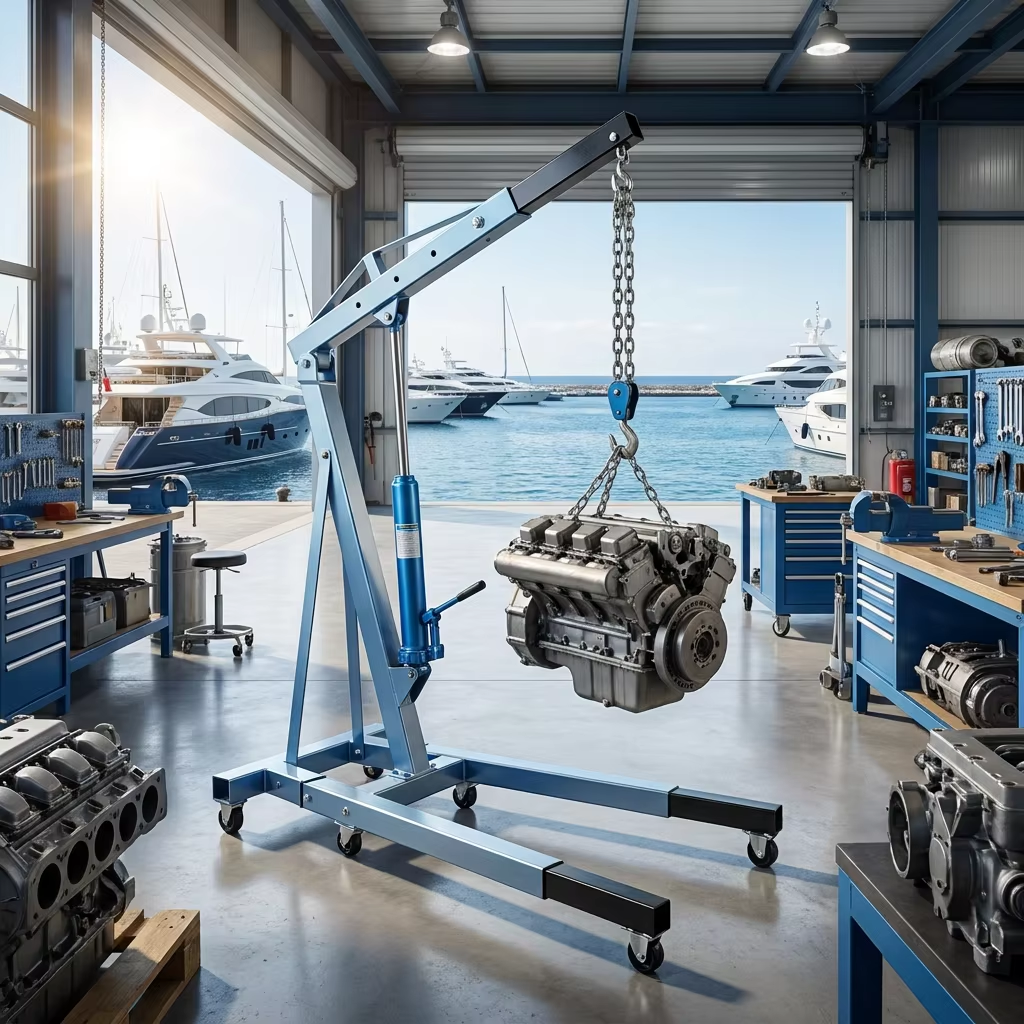 Anbo Professional Heavy Duty 2 Ton Engine Crane Mobile Workshop Hydraulic Lifter With 1 Year Warranty For Industrial Use