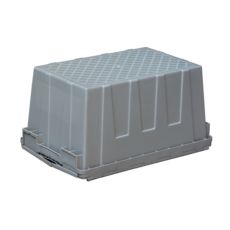 600*400*320MM Heavy Duty Attached Lid Stackable And Neastable Plastic Tote Box