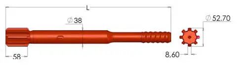 Shank adapter for MONTABERT HC40 HC50