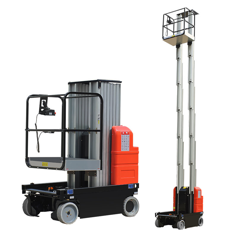Mobile Working Platform Type Vertically Double Mast Portable Man Lift Manual Aluminium Portable Material Lift 2 Mast Hydraulic Lift