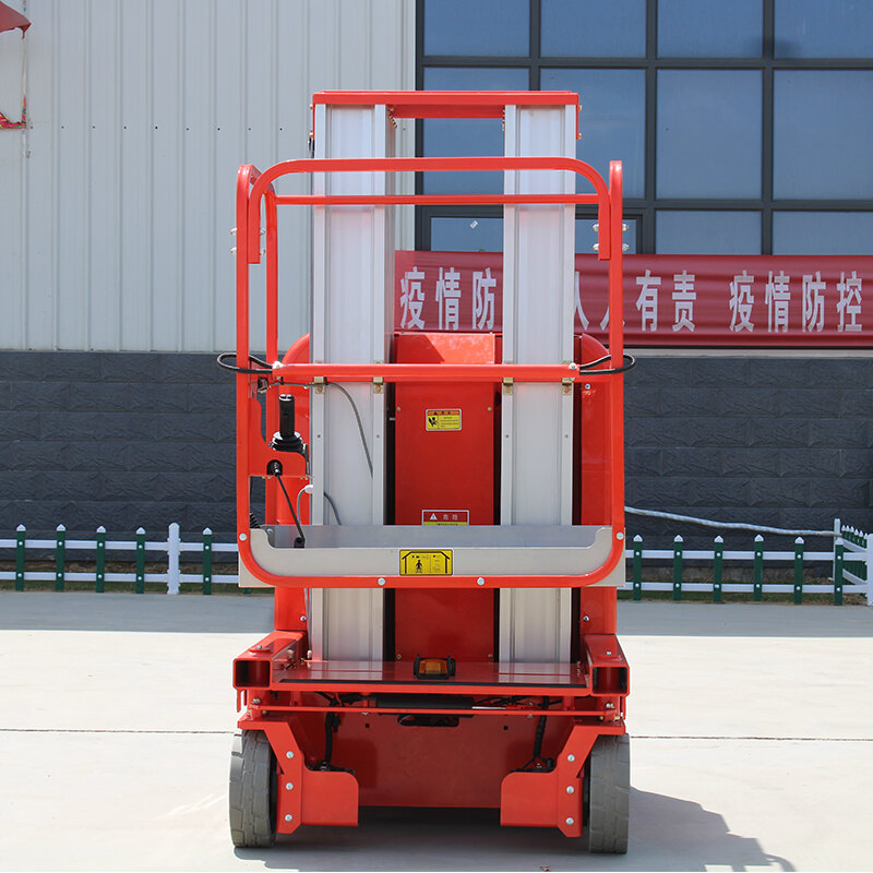 Mobile Working Platform Type Vertically Double Mast Portable Man Lift Manual Aluminium Portable Material Lift 2 Mast Hydraulic Lift