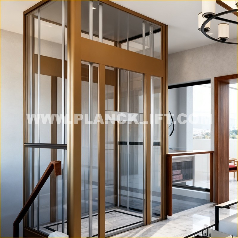 Factory Direct Price Planck Elevator Compact Residential Home Elevator Lift of 4-10 Passenger with Glass Observation Cabin for Modern Stylish Duluxe House/Villa