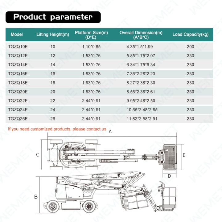 Telescopic Boom Lift Self-Propelled Articulating Hydraulic Boom Lift