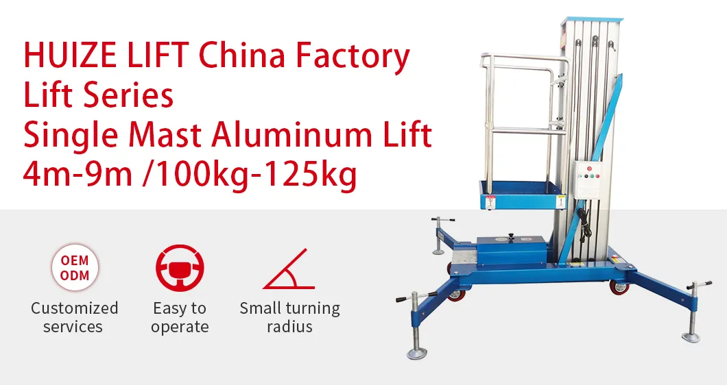 Single Mast Vertical Aluminum Electric Telescopic One Man Lift