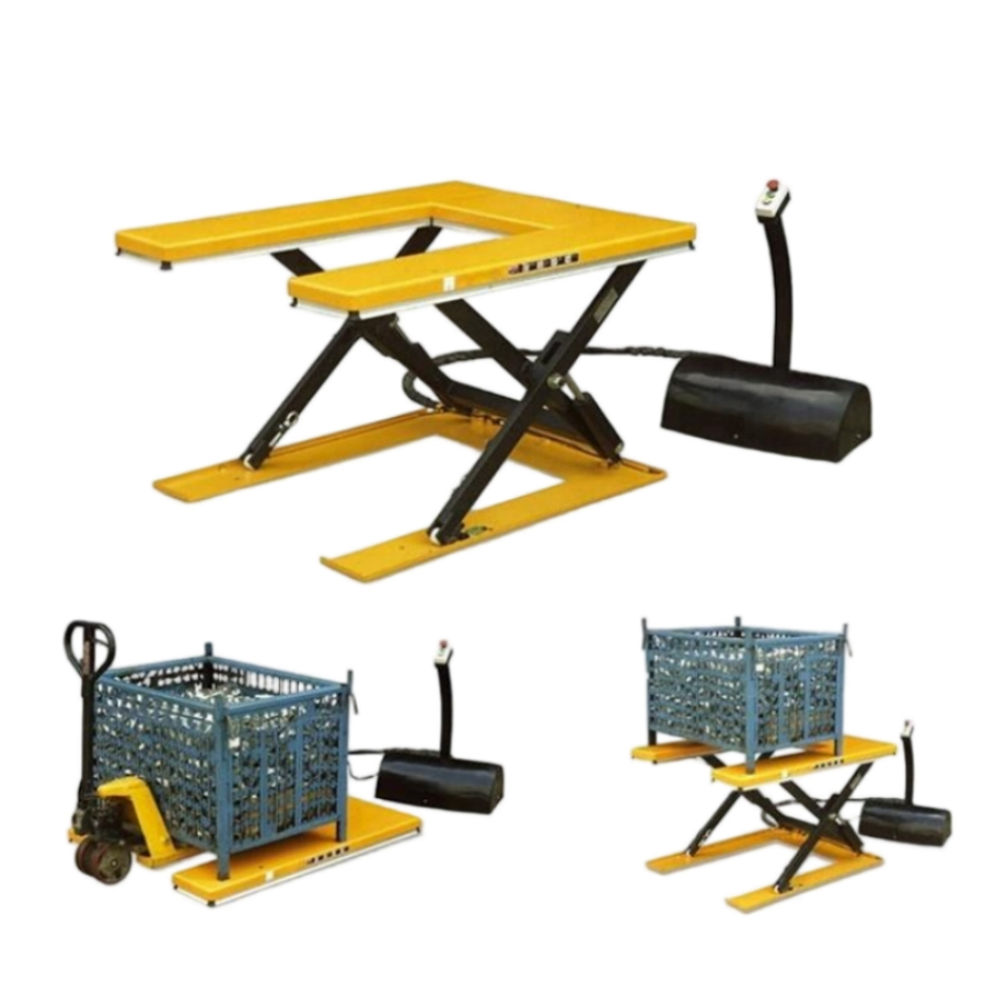 Motorcycle Scissor Jack Lift Dolly Front Rear Center Tire Wheel Engine Stand Wheels-Low Profile Manual Flat Floor Hoist Table