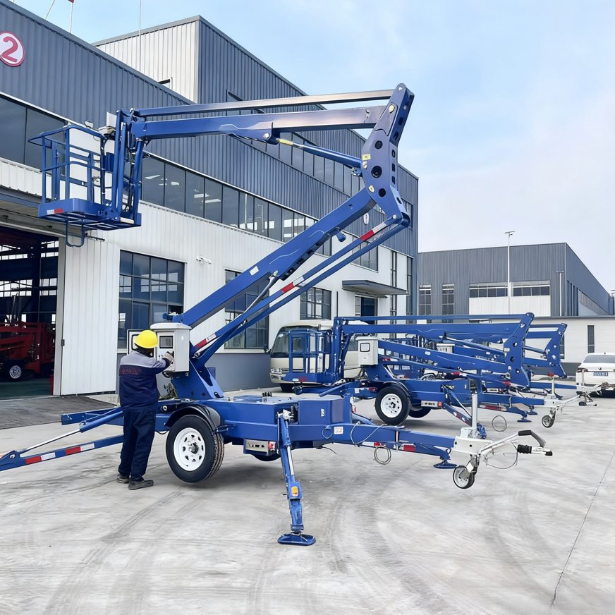 Towable Articulating Boom Lift Portable Aerial Platform for Building Construction Cherry Picker Mobile Boom Lift Man Lift 14 M 16 M 18 M 20 M