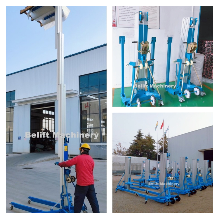 Small Mobile Manual Lifts Platform Ladder Aluminum Alloy Lift Home Warehouse Workshop Exhibition Hall Material Lift 3.5m 5m 6.5m 7.9m