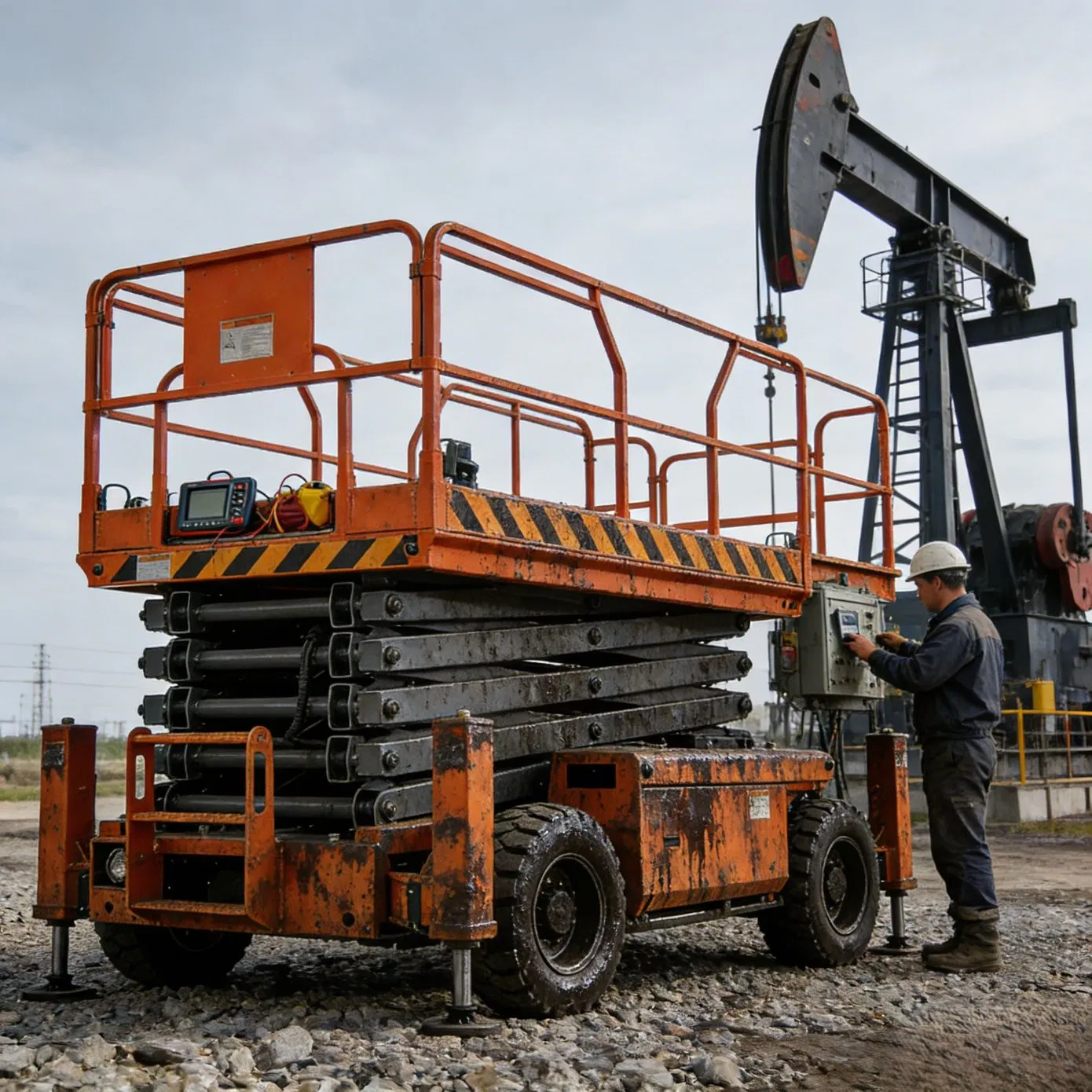 Factory Direct Sales off Road Scissor Lift Lifting Heights 10m 12m 14m 16m 18m High Power Output Ideal for Construction Sites Muddy Uneven Terrains