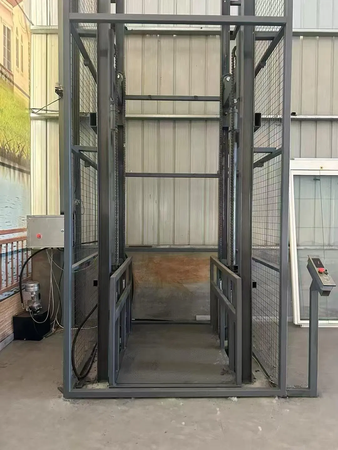 3m 5m 10m 1t 2t 3t CE Hydraulic Custom Cargo Wall-Mounted Vertical Goods Freight Efficient Compact Heavy-Duty Guide Rail Lift for Warehouse Commercial Factory