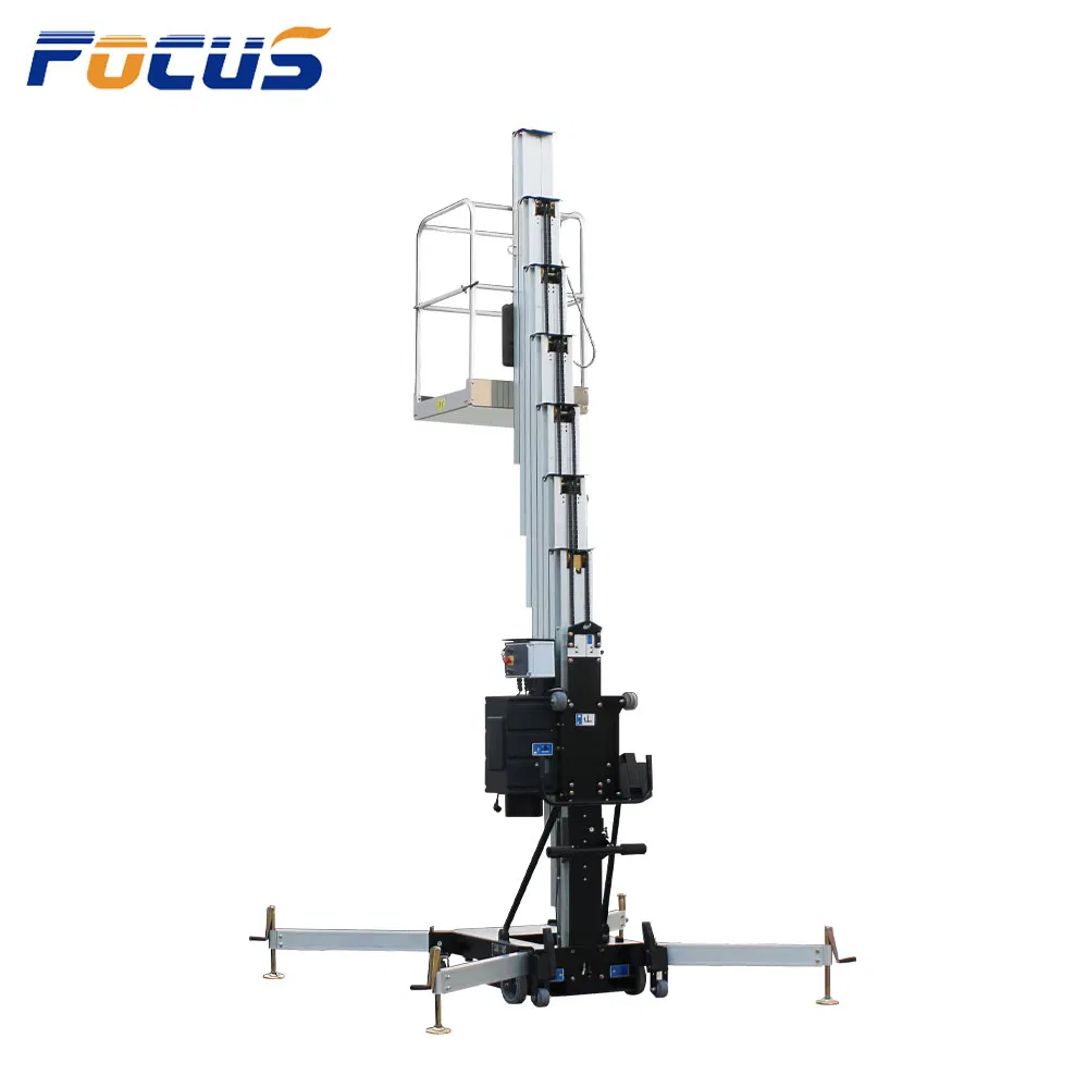 Aerial Working Lift Single Mast Vertical Telescopic Aluminium Alloy Lifting Platform