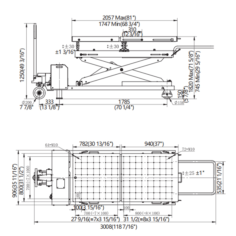 CE Certified 1500mm Lift Height Mobile Electric Vehicle Battery Pack Professional Service Table