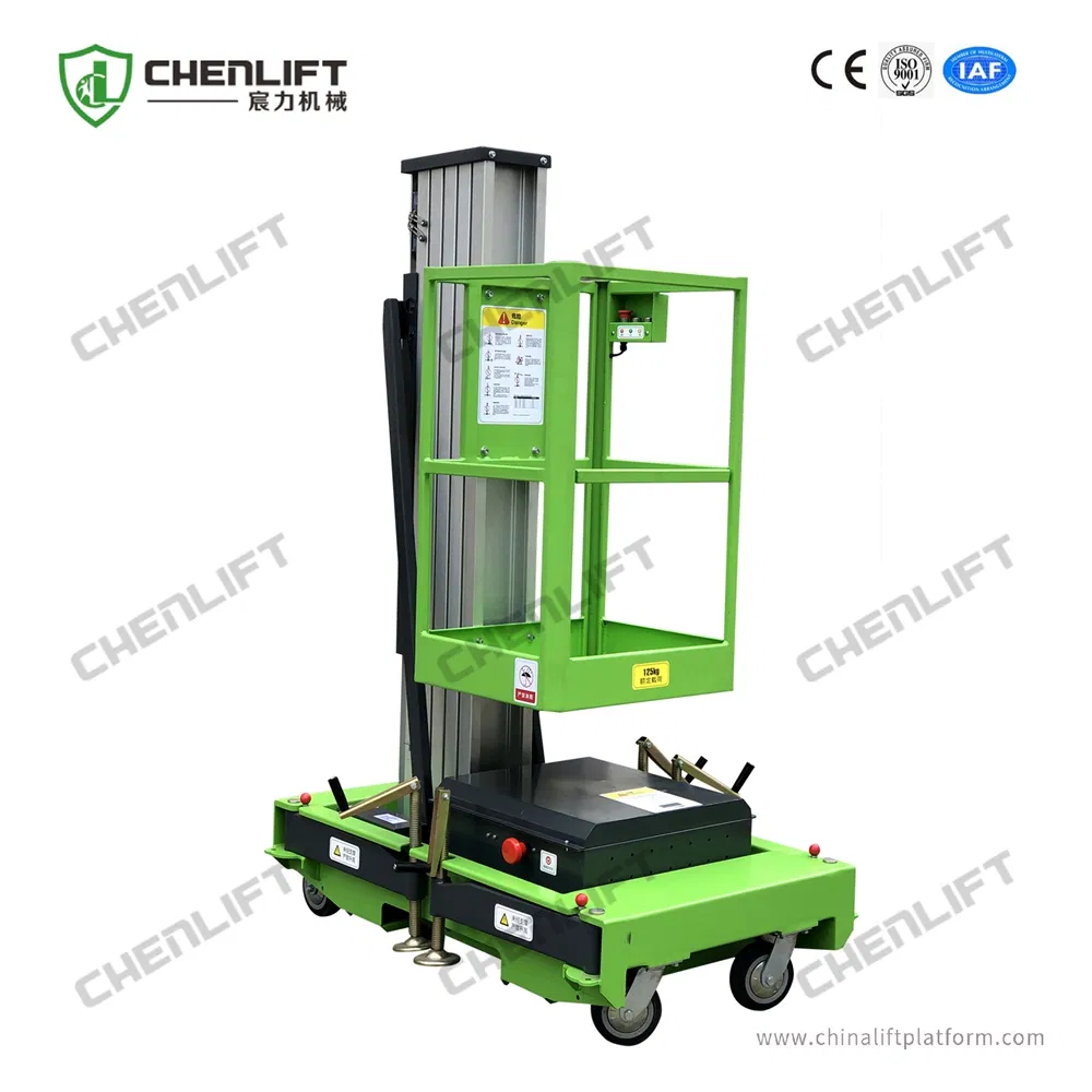 10m Elevating Work Platform Single Mast Manual Pushing Vertical Lift