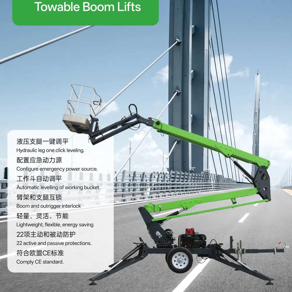 Rough Terrain 16m Telescopic Spider Towable Boom Lift Crawler &amp; Wheeled with Diesel or Electric Power