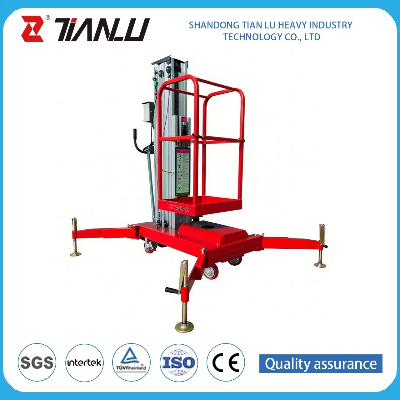 Electric Hydraulic Mast Lift Small Mobile Aerial Work Platform
