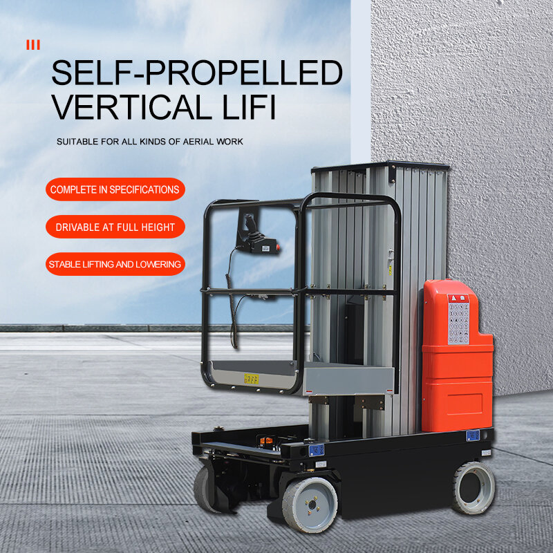 Mobile Working Platform Type Vertically Double Mast Portable Man Lift Manual Aluminium Portable Material Lift 2 Mast Hydraulic Lift