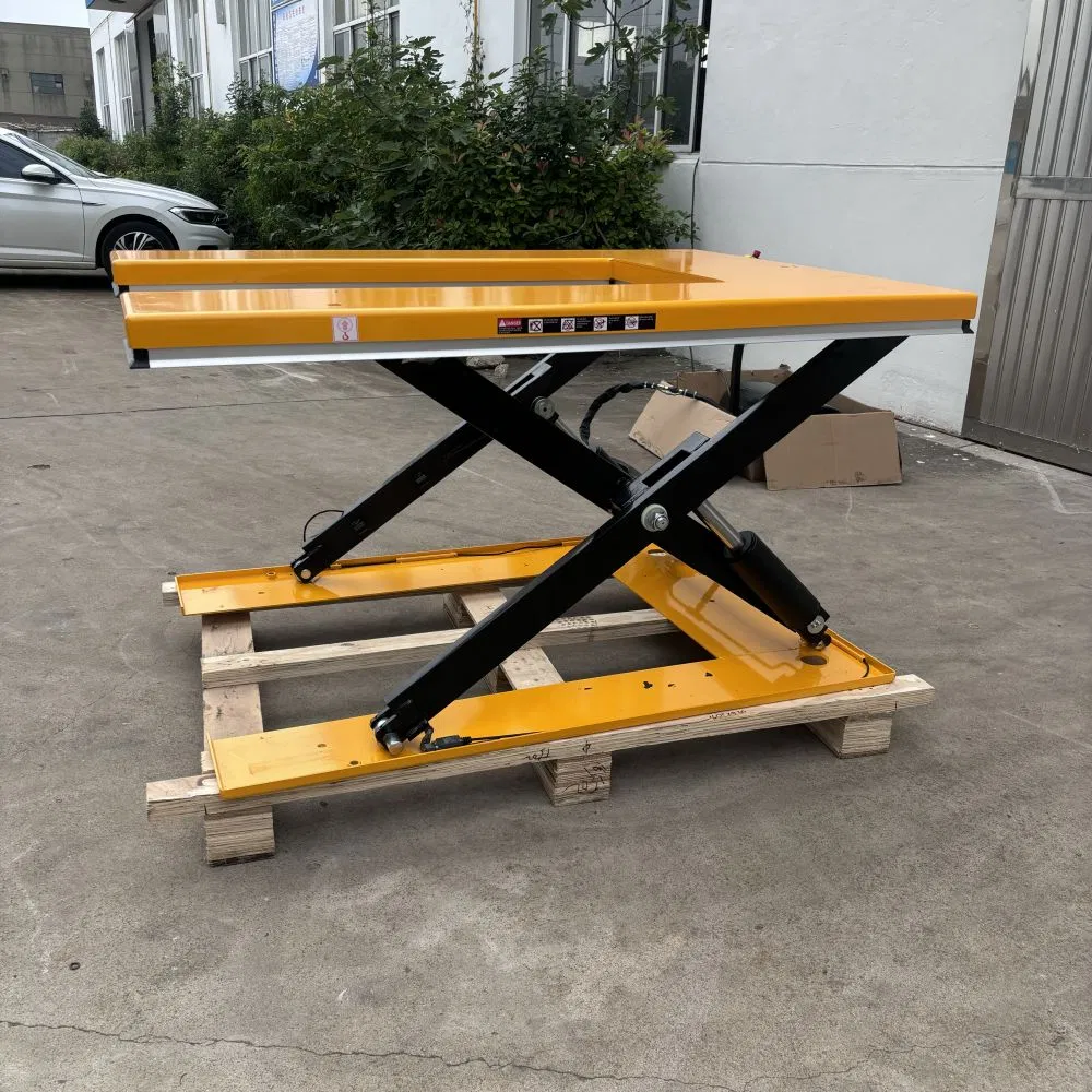 600kg/1t/1.5t/2t Electric Low Profile Scissor Lift Table U-Shape for Lifting Euro Pallet