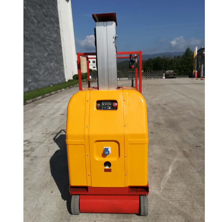 Self Propelled Vertical Lift 125kg Capacity Electric Single Mast Manlift