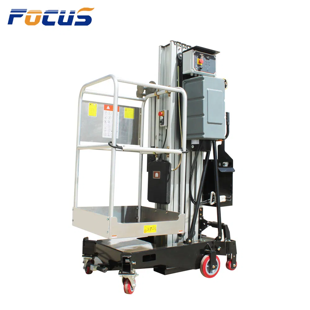 Aerial Working Lift Single Mast Vertical Telescopic Aluminium Alloy Lifting Platform