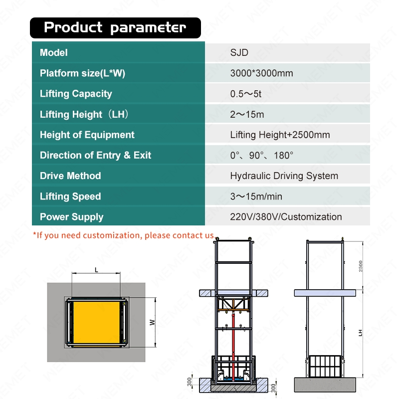 Indoor Small Hydraulic Electric Freight Elevator Vertical Goods Lift for Warehouse
